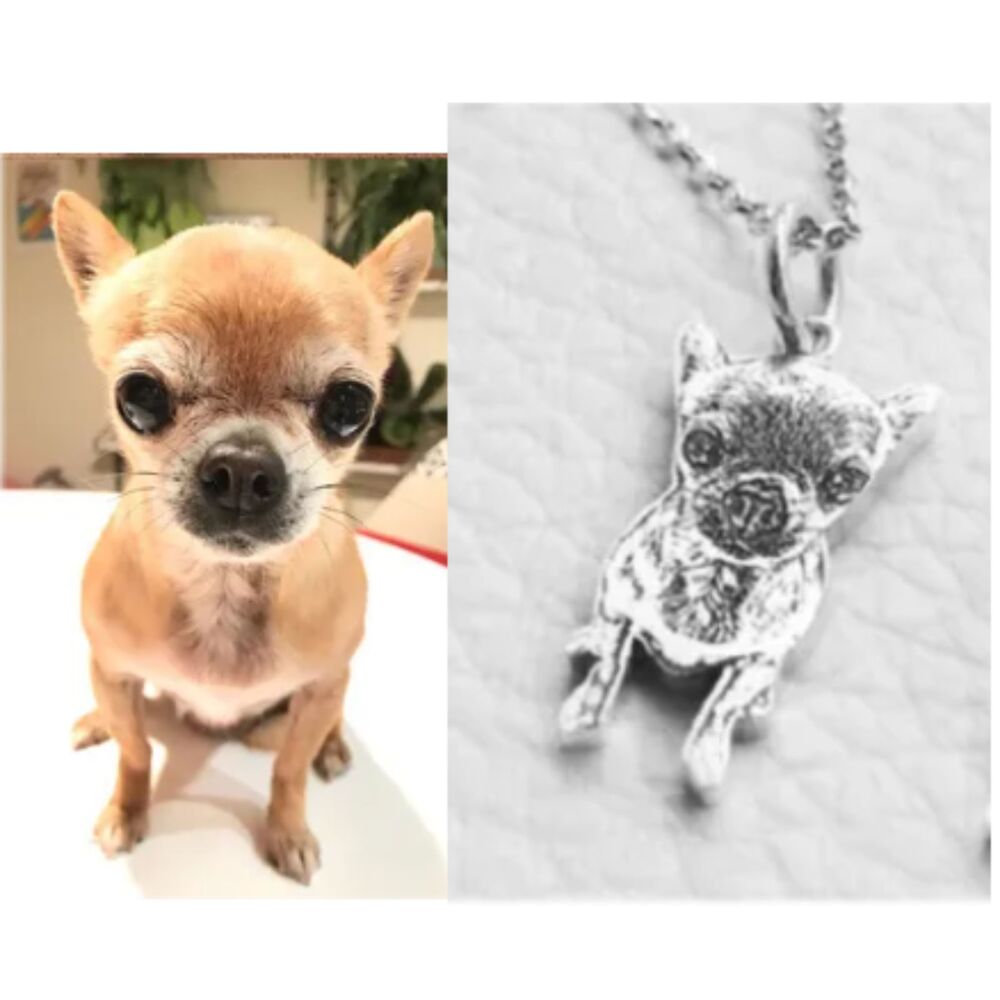 Cute Silver Plated Chihuahua Dog Necklace